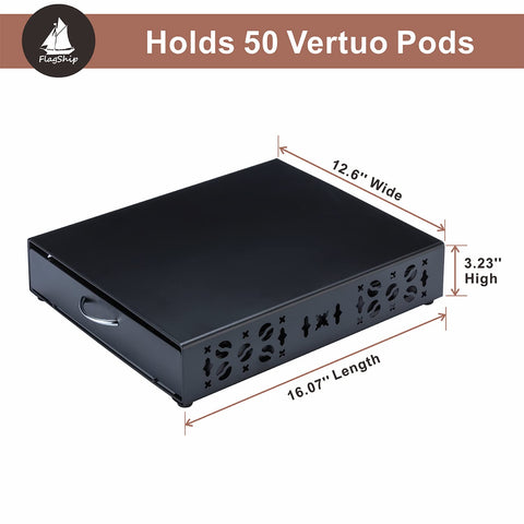 FlagShip Vertuo Pod Holder side view on a compact kitchen counter