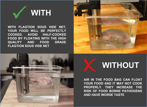 Flagtion stainless steel mesh net weighs about one pound for balance.