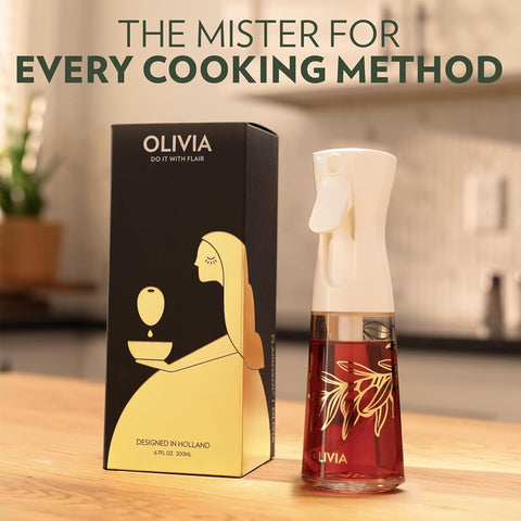FLAIROSOL Olivia fine-mist nozzle delivers controlled oil spray.