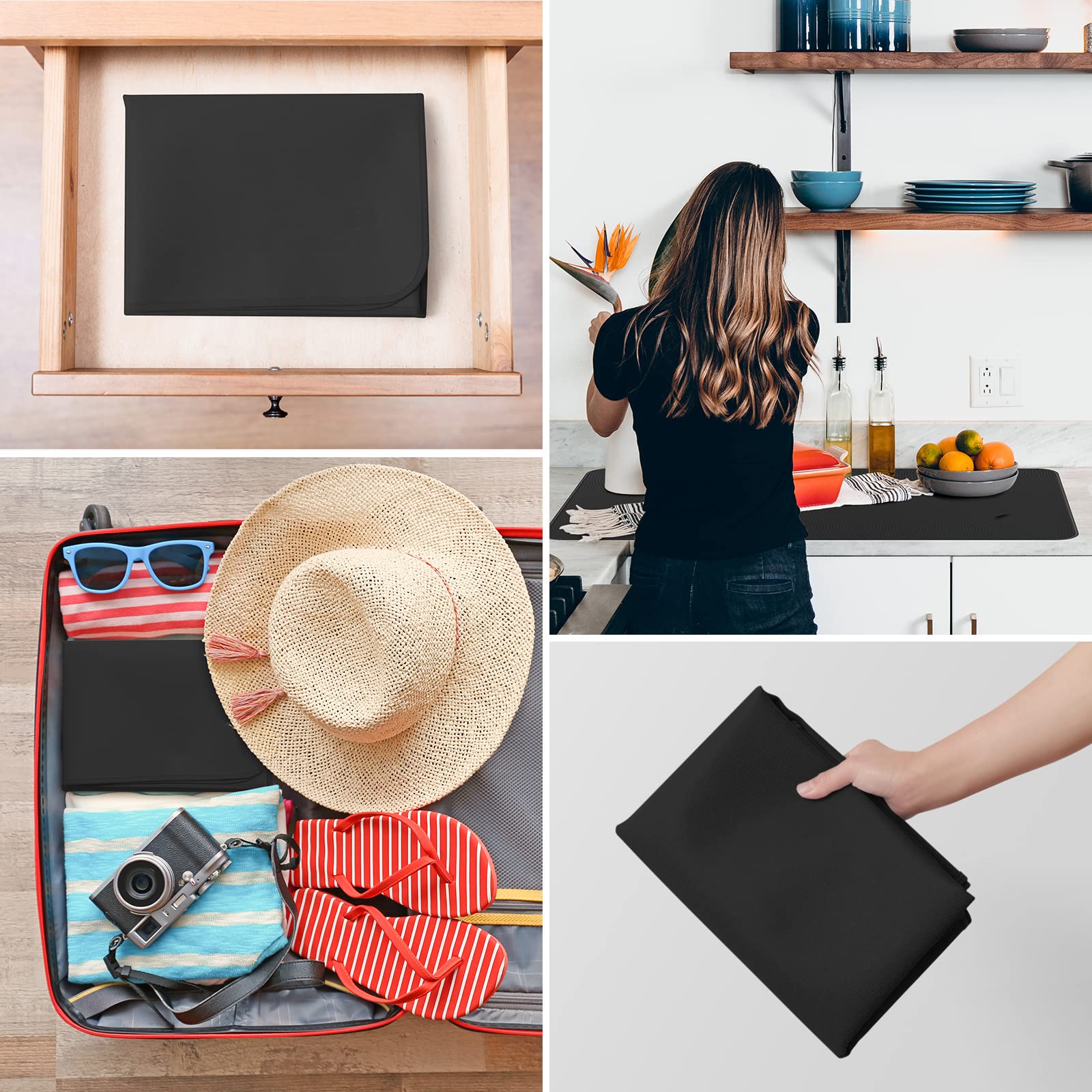FLASLD tear-resistant silicone countermat on a busy kitchen surface.