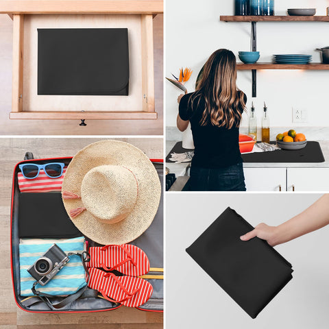FLASLD tear-resistant silicone countermat on a busy kitchen surface.