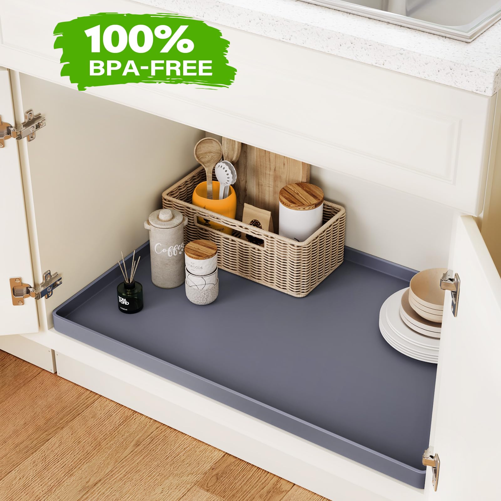 FLATO cabinet-edge protector mat prevents leaks and stains with durable silicone.