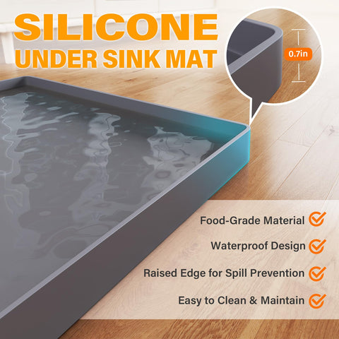 FLATO silicone kitchen sink mat with waterproof, oil-resistant surface protects counters.