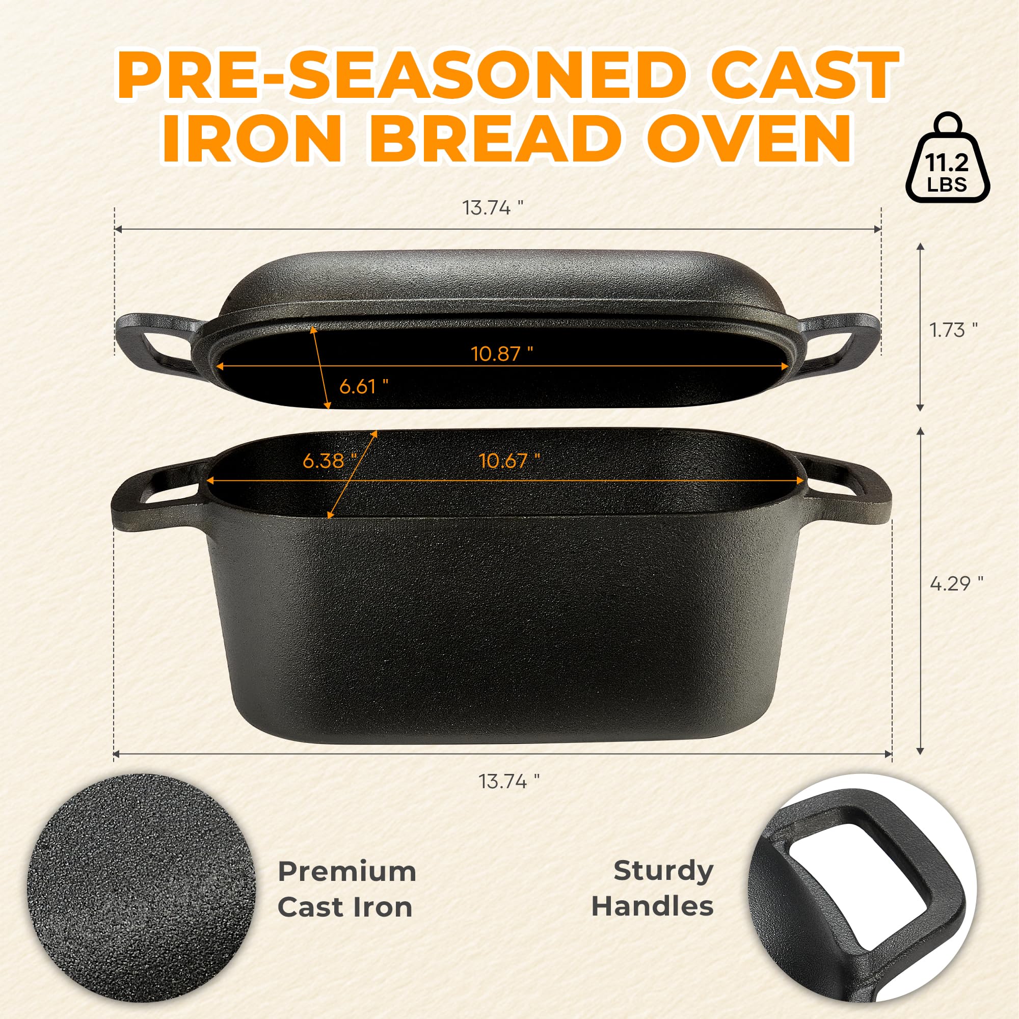 Flavorix pre-seasoned cast iron Dutch oven for reliable non-stick performance and longevity