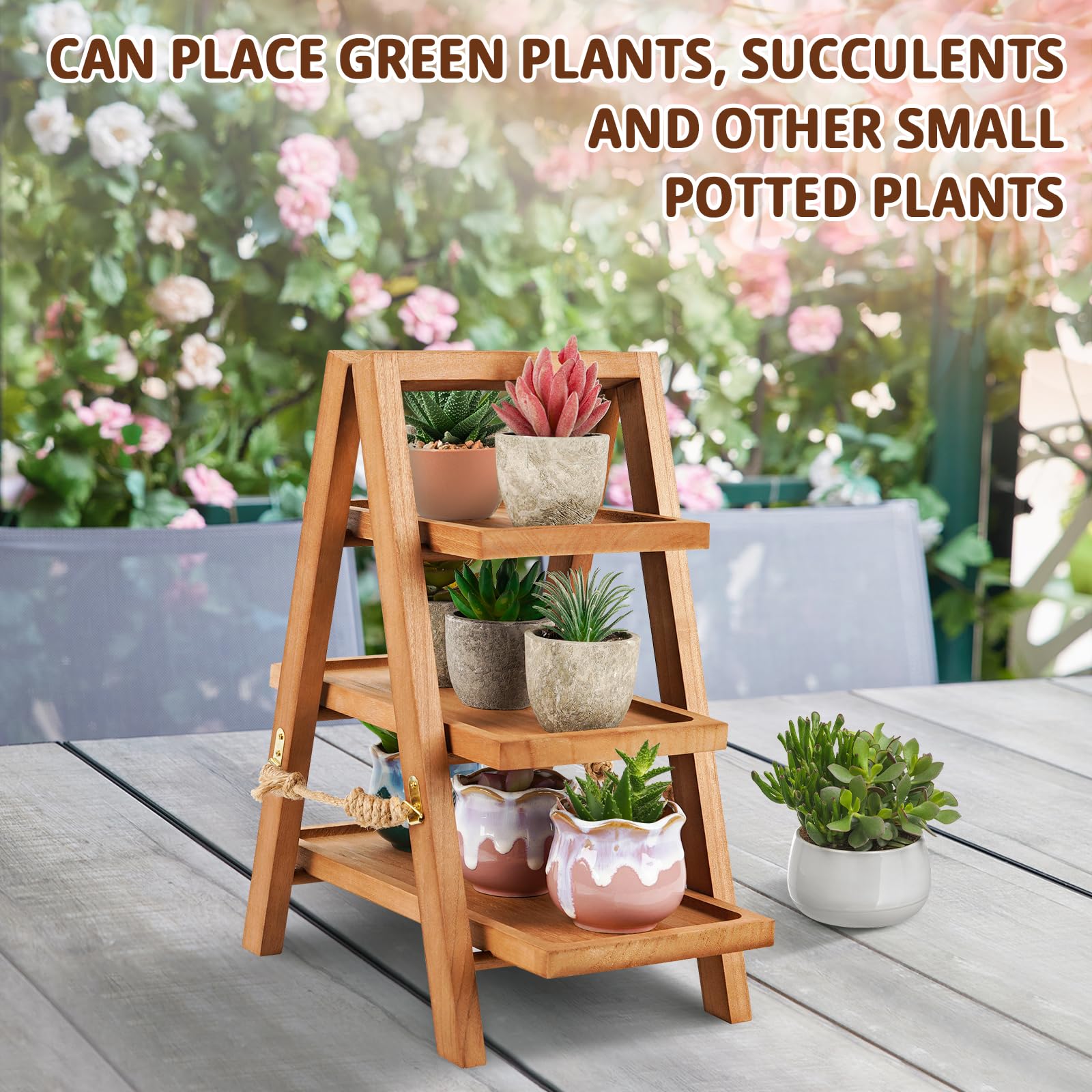 Flenpptly foldable 3-tier stand saves space after events.