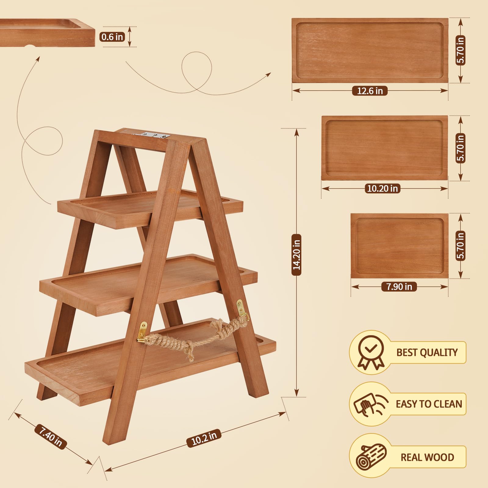 Flenpptly wooden cupcake stand with trays neatly organizes cupcakes and cookies.