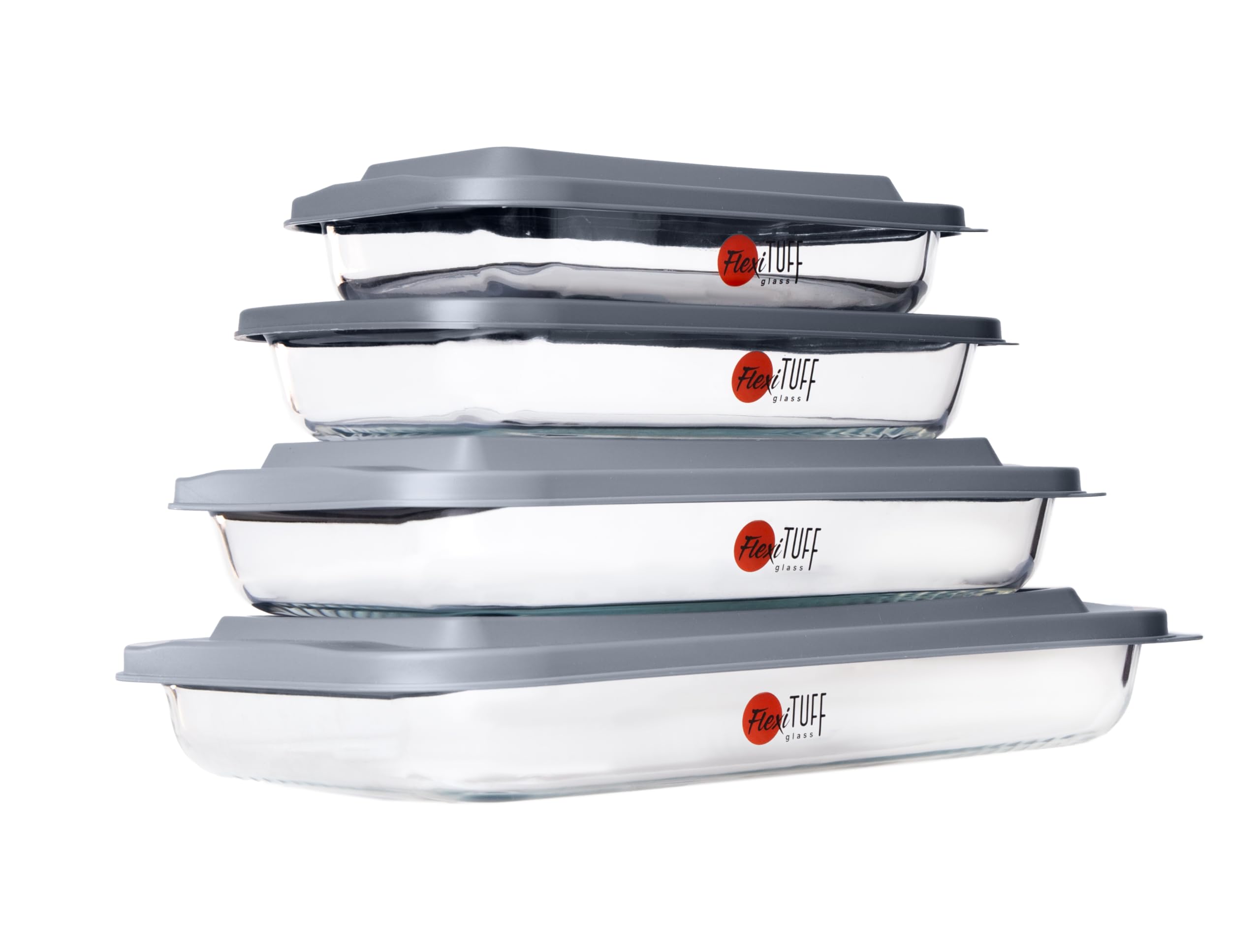 FlexiTuff Glass 1-7qt bakeware shows versatile storage from fridge to table.