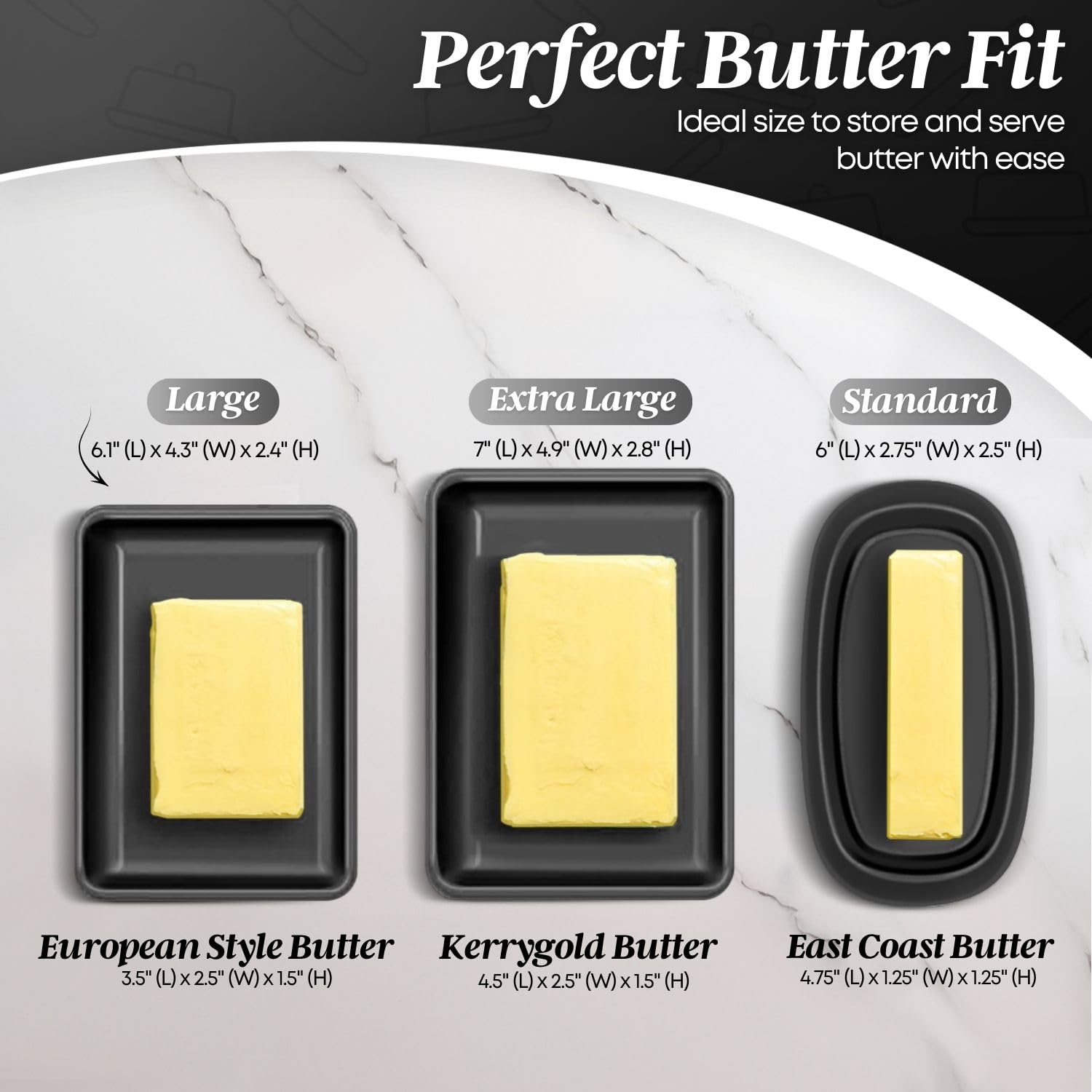 Flexzion butter dish on countertop designed for everyday use and display.