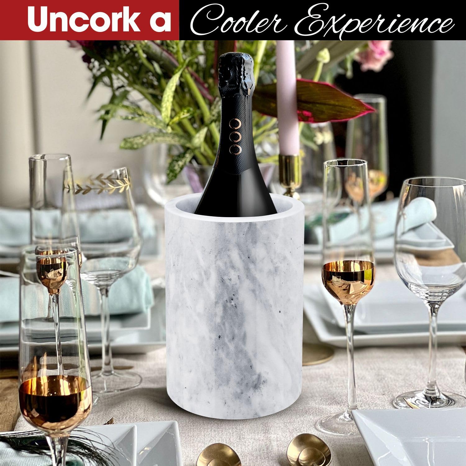 Flexzion champagne chiller preserves bubbly at the perfect temperature for toasts