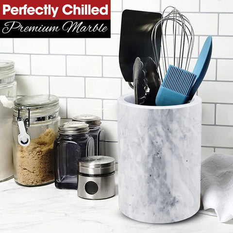 Flexzion marble utensil holder keeps kitchen tools organized and stylish