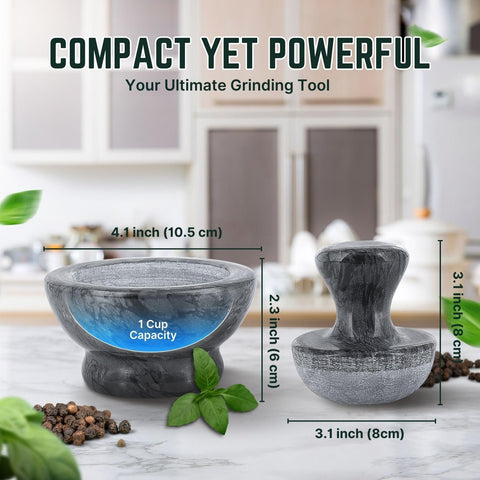 Flexzion mushroom-shaped pestle boosts grinding efficiency for spices.