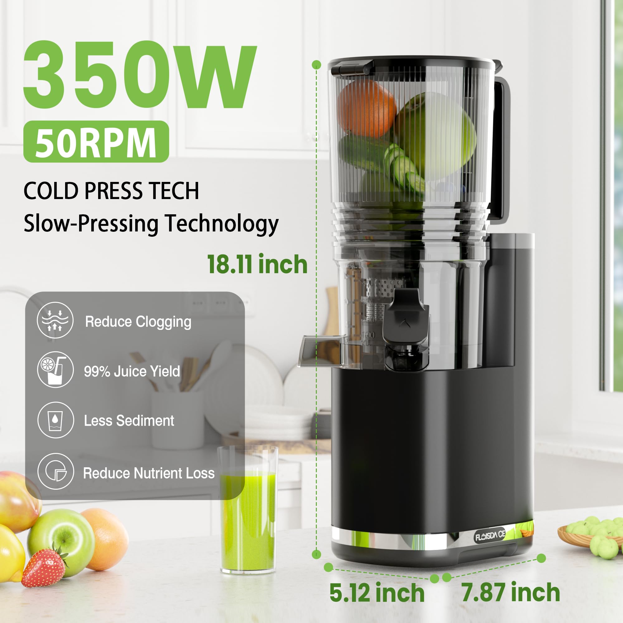 Floisdace one-button operation with safety shutoff when the lid opens.