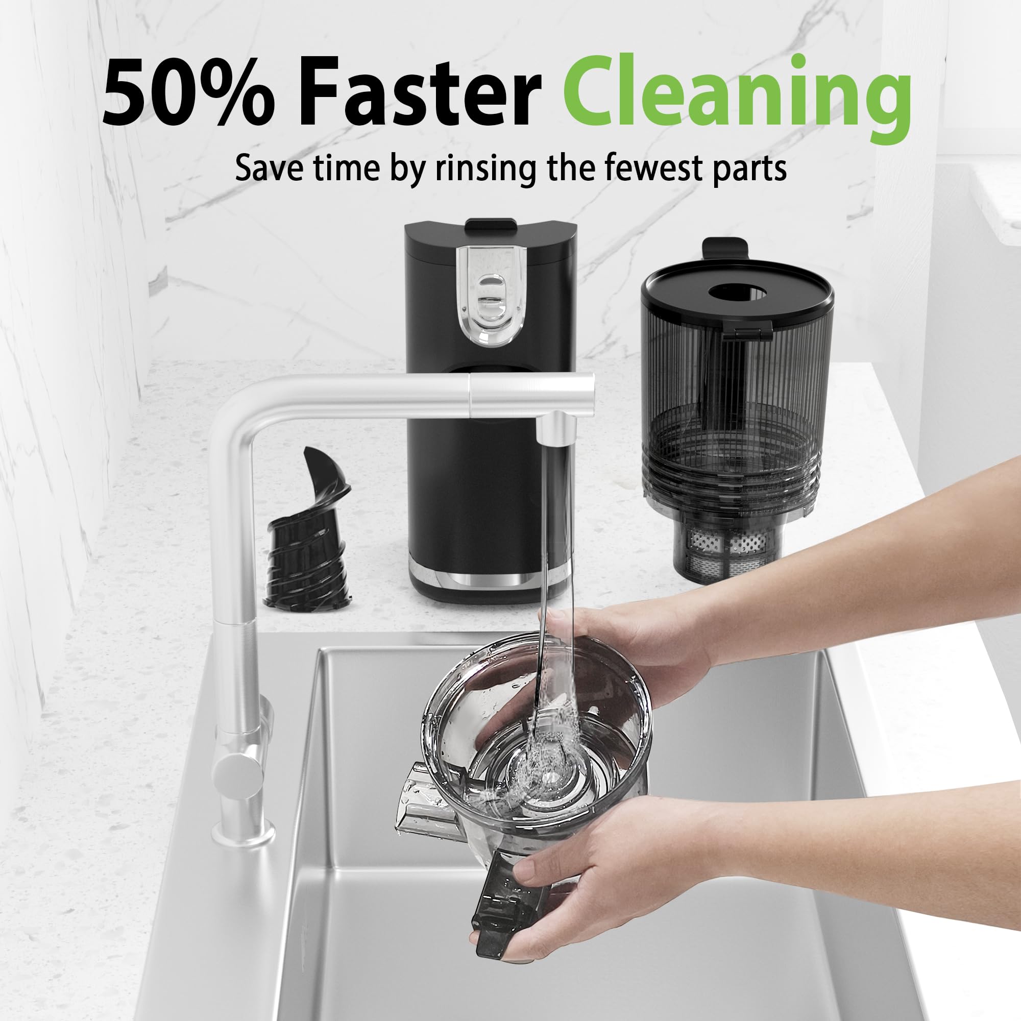 Floisdace reverse function helps prevent clogs for easier juicing.