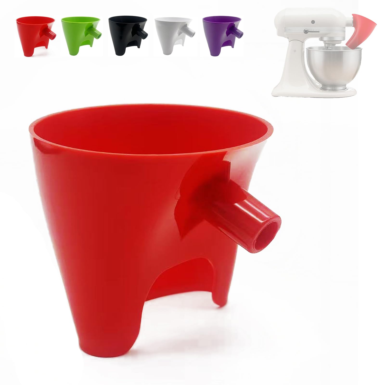 Flour funnel for KitchenAid KSM150 red guides flour smoothly with reduced spills.