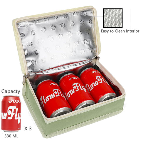 FlowFly fits one standard meal box, snacks, and a drink