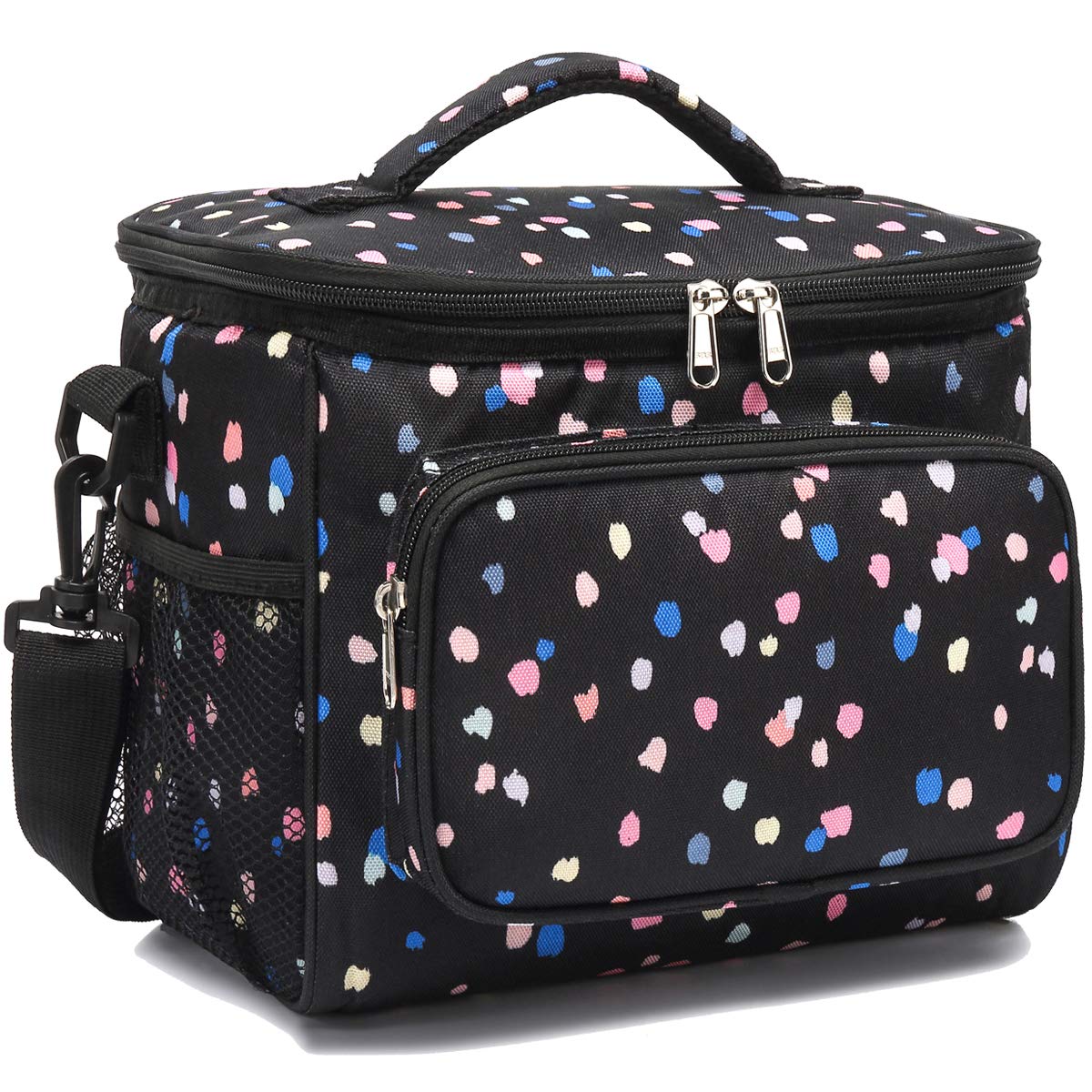 FlowFly insulated lunch bag front zip pocket for easy meal organization on the go.