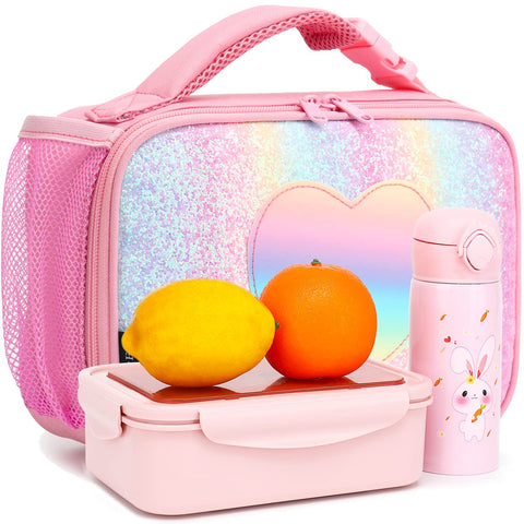 FlowFly glitter rainbow design appeals to kids and pairs with backpacks