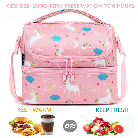 FlowFly Kids Double Decker Cooler top compartments showing separated snack and fruit storage