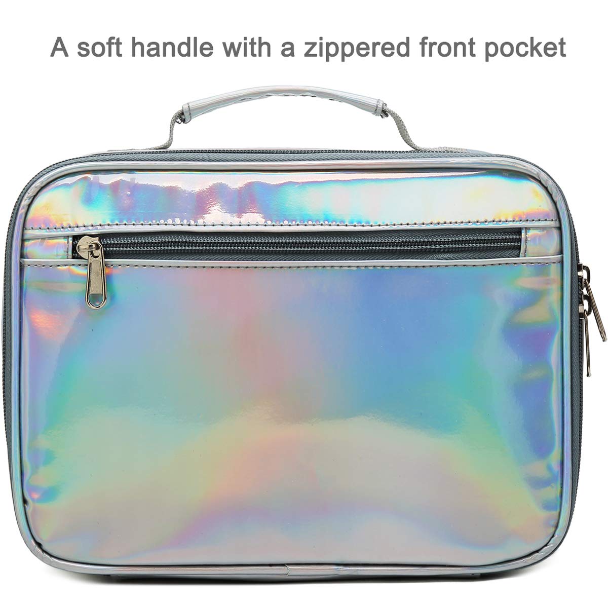 FlowFly Kids Lunch Bag front pocket holds a dessert or note for quick surprises.