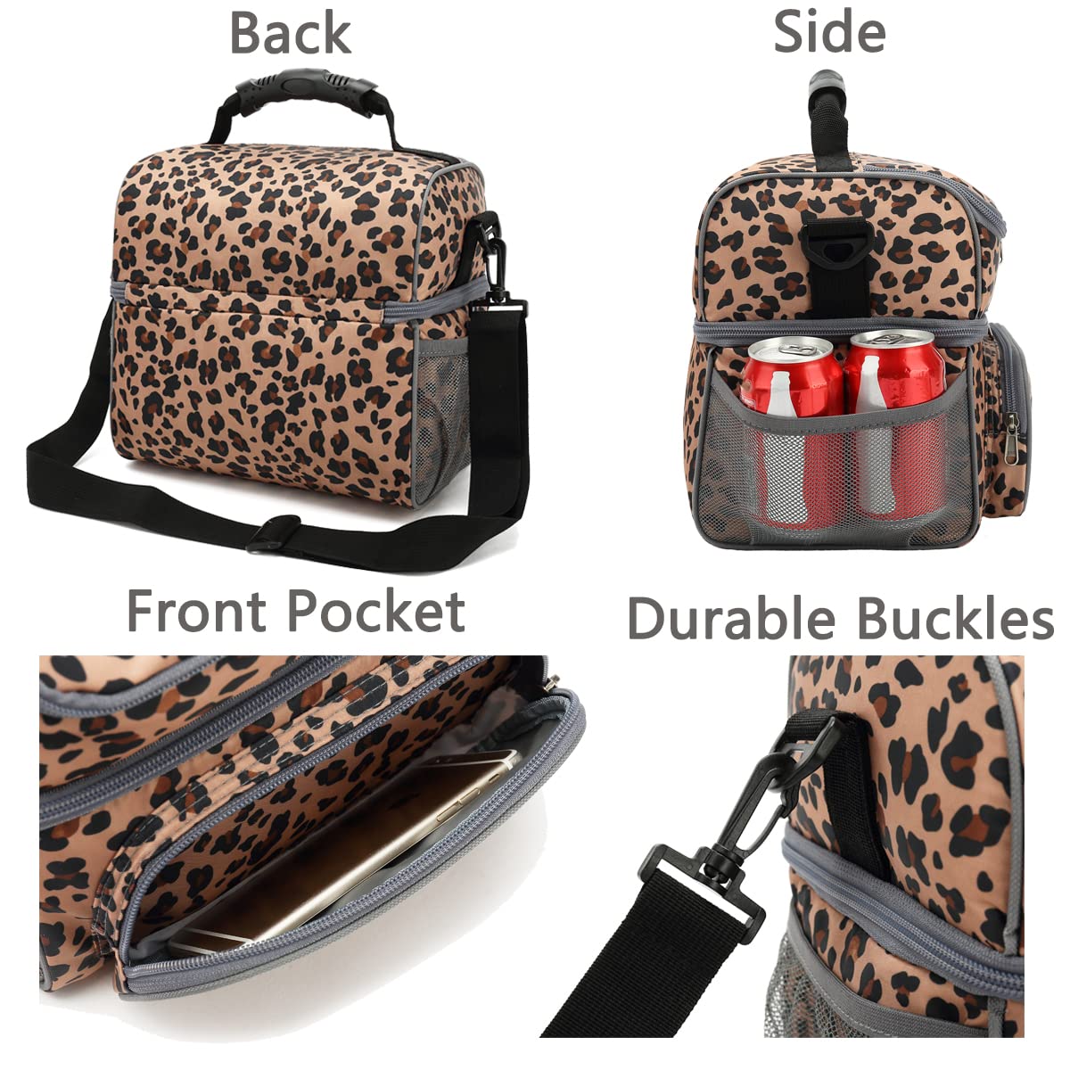 FlowFly Leopard bag front pocket for utensils and small essentials