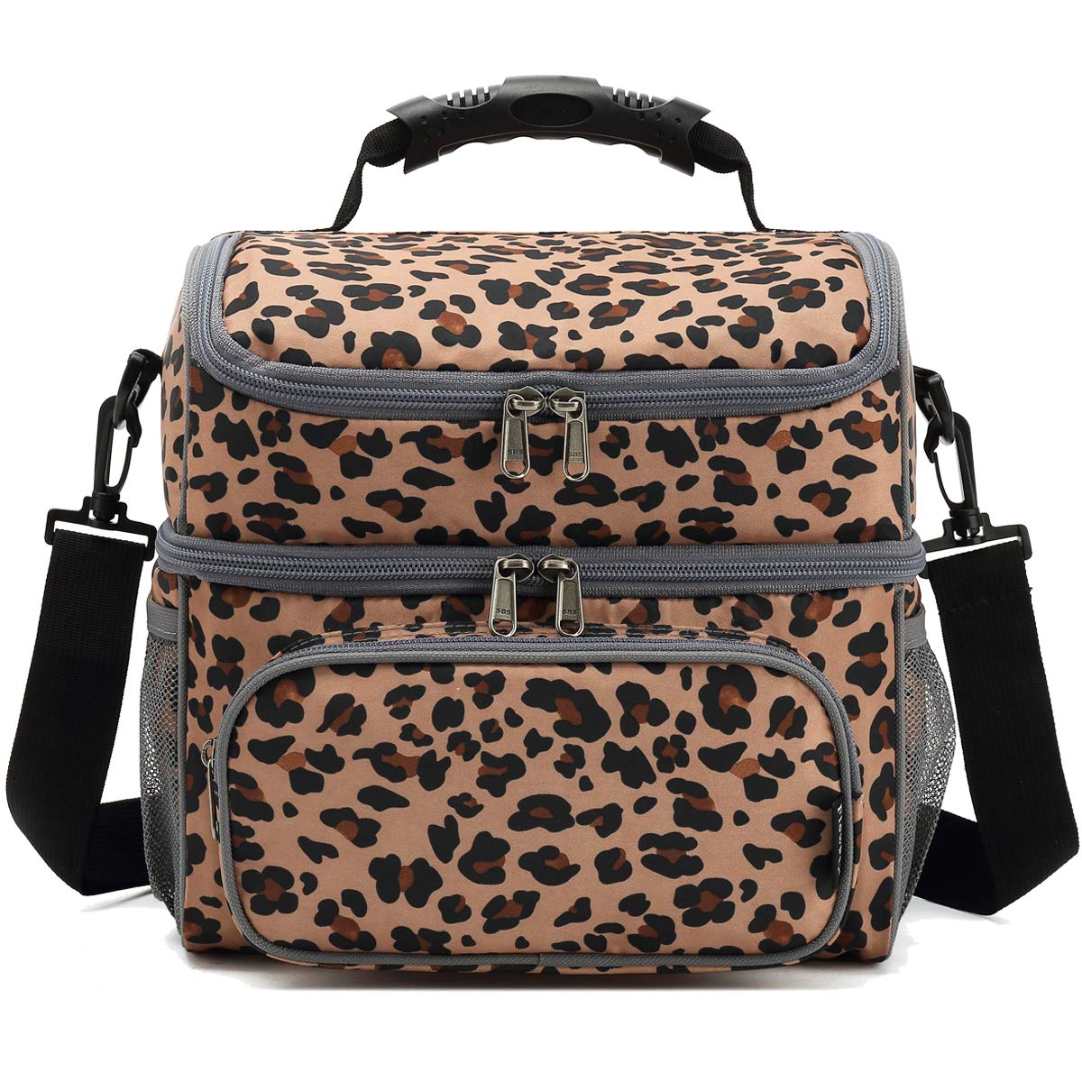 FlowFly Leopard tote with large mesh side pockets for drinks or snacks