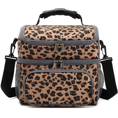 FlowFly Leopard tote with large mesh side pockets for drinks or snacks