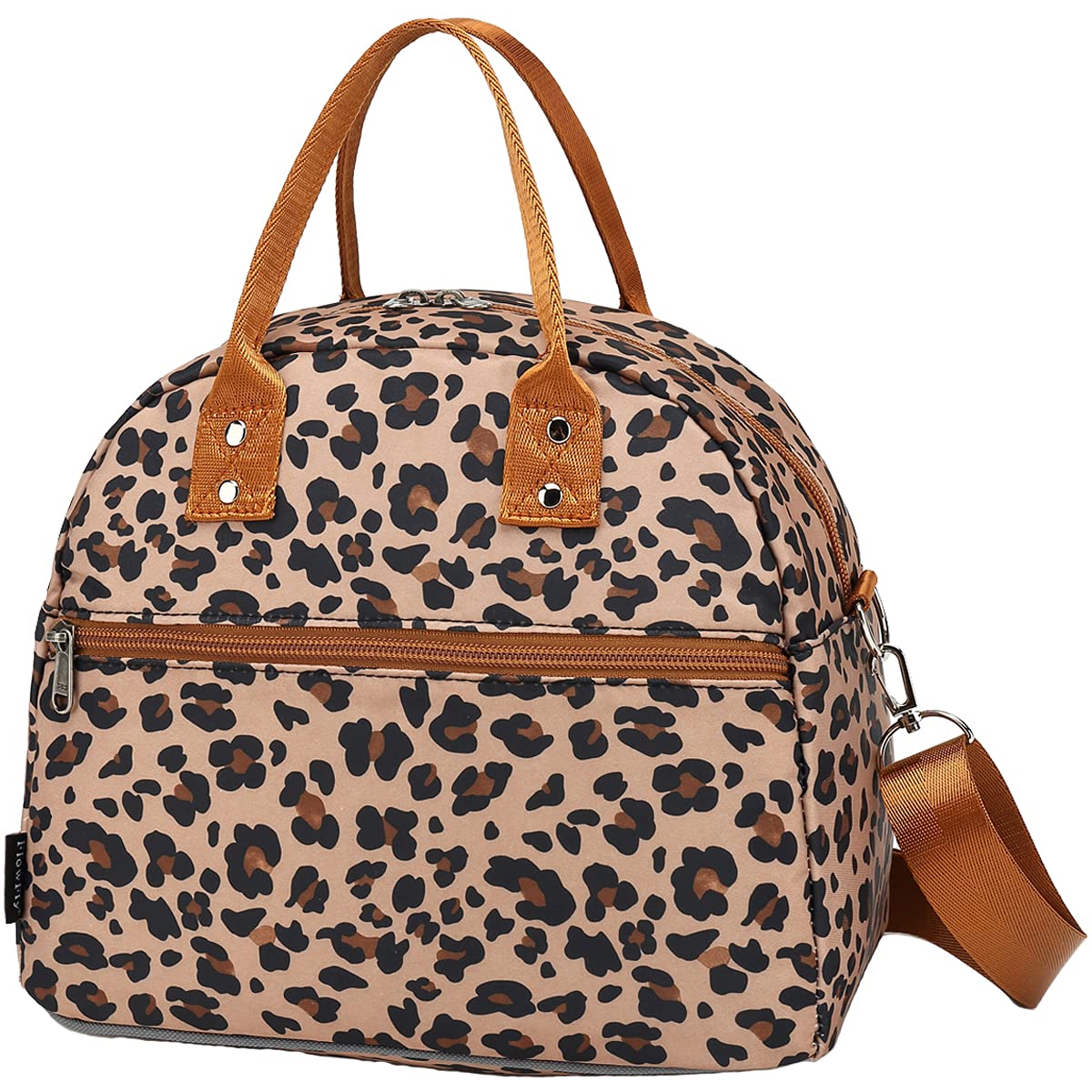 FlowFly Leopard lunch bag front pocket for quick-access items like keys or phone