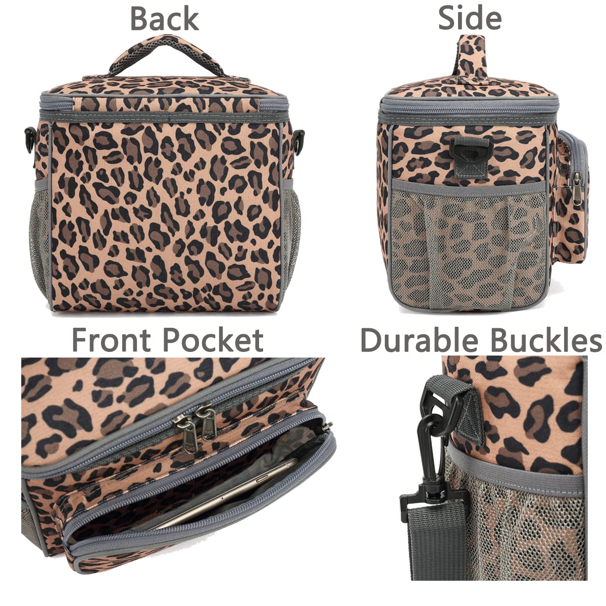 FlowFly Leopard lunch bag insulated interior helps keep meals fresh for hours.