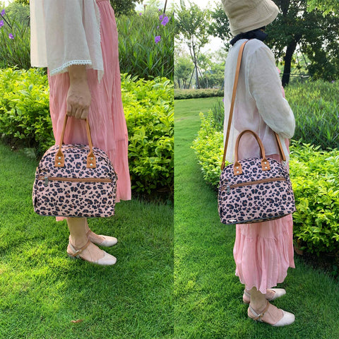 FlowFly Leopard lunch bag multi-use pockets for toiletries or snacks