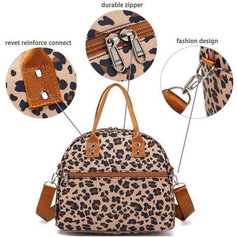 FlowFly Leopard lunch bag water-resistant exterior protects contents