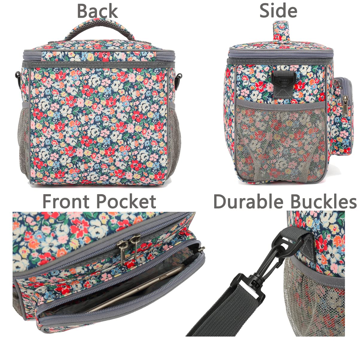 FlowFly insulated lunch bag food-grade PEVA lining keeps contents clean.