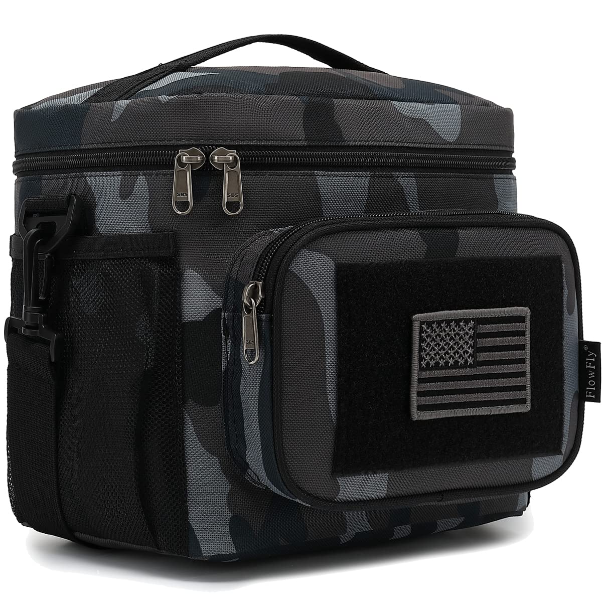 FlowFly insulated lunch bag with front MOLLE webbing for versatile gear on the go.