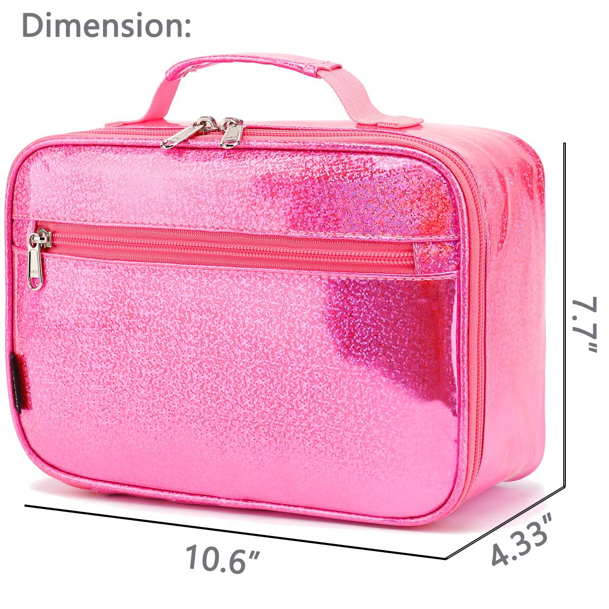 FlowFly pink kids lunch bag interior pocket keeps napkins and utensils organized.