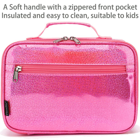 FlowFly pink kids lunch bag open top for easy packing and quick access.