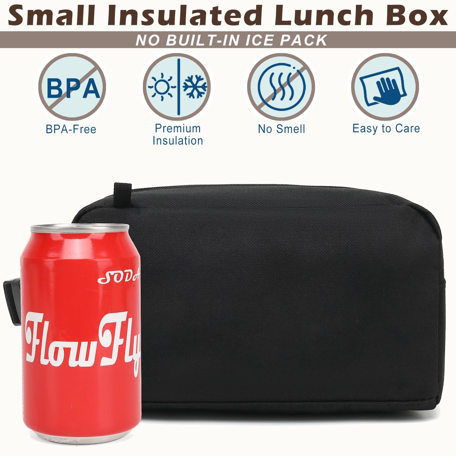 FlowFly portable lunch bag with soft grip handle for easy carrying at work or school.