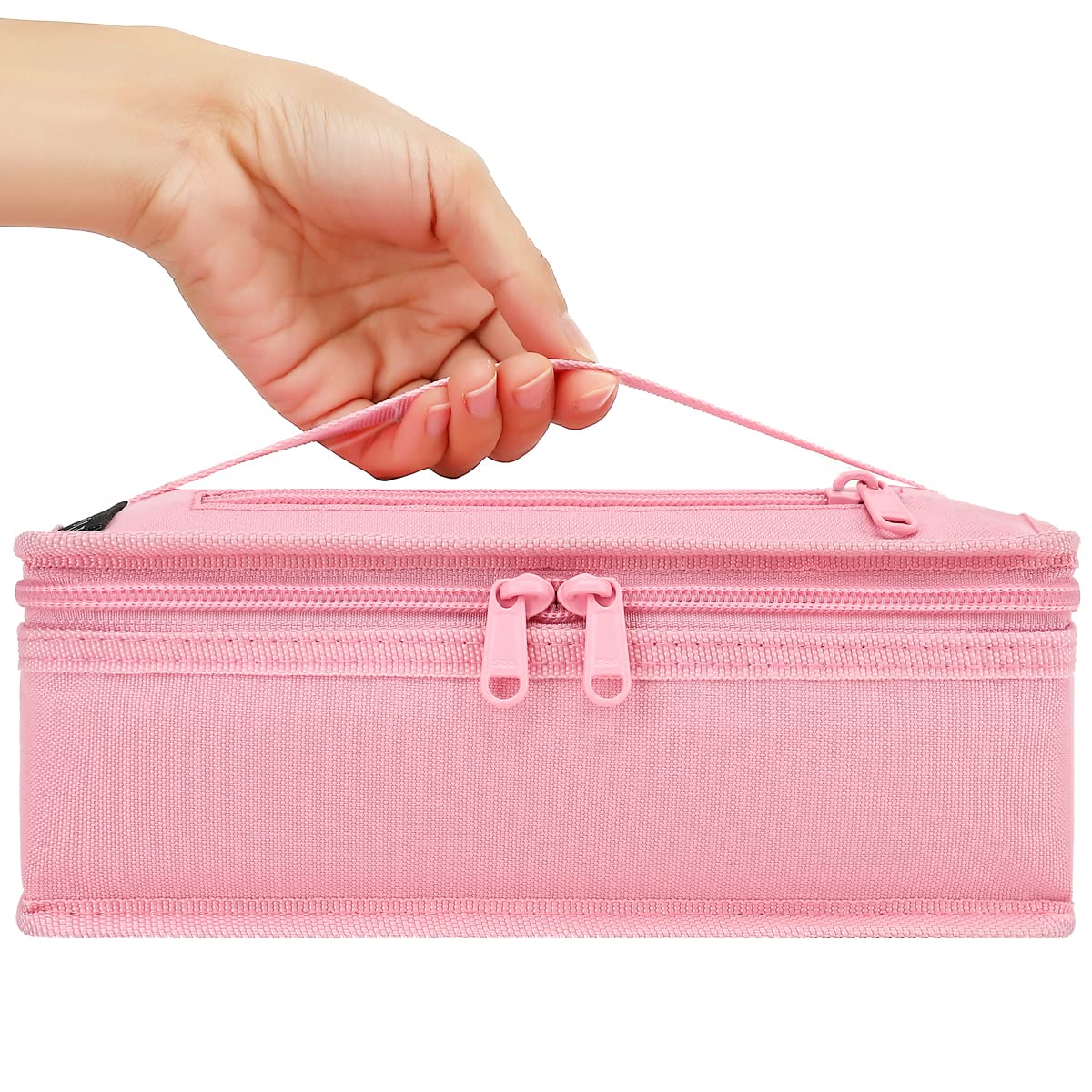 FlowFly pink in-bag view shows simple packing in a bag or tote.