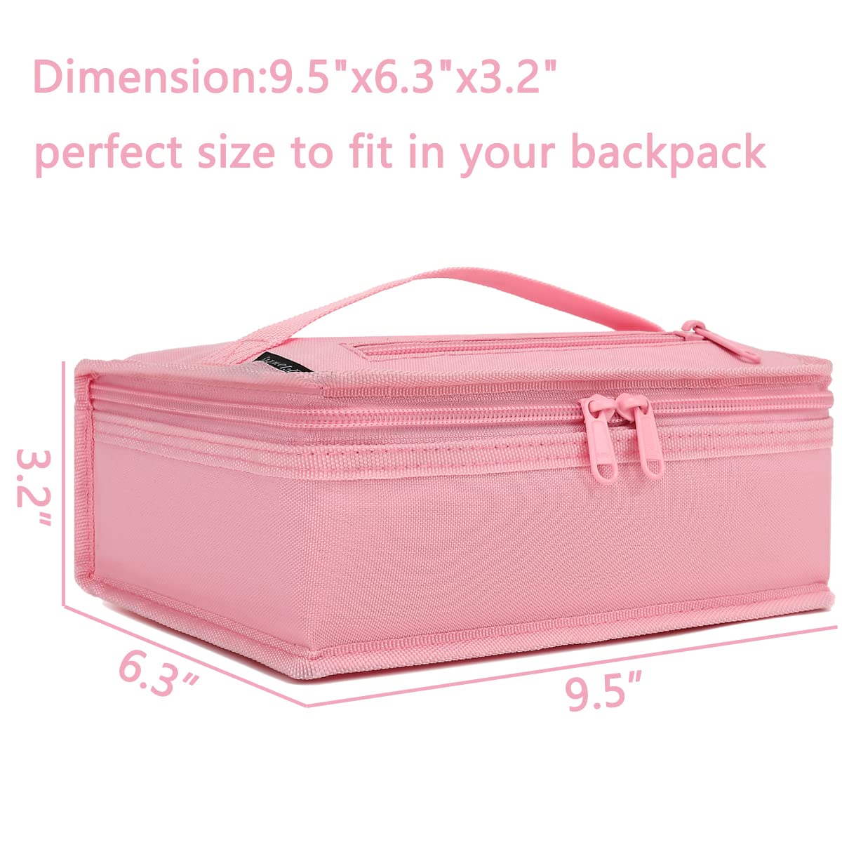 FlowFly pink interior space reveals roomy capacity for a meal box and sides.