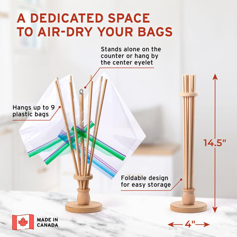 FloWorks Design bag dryer hangs eight baggies for efficient airing