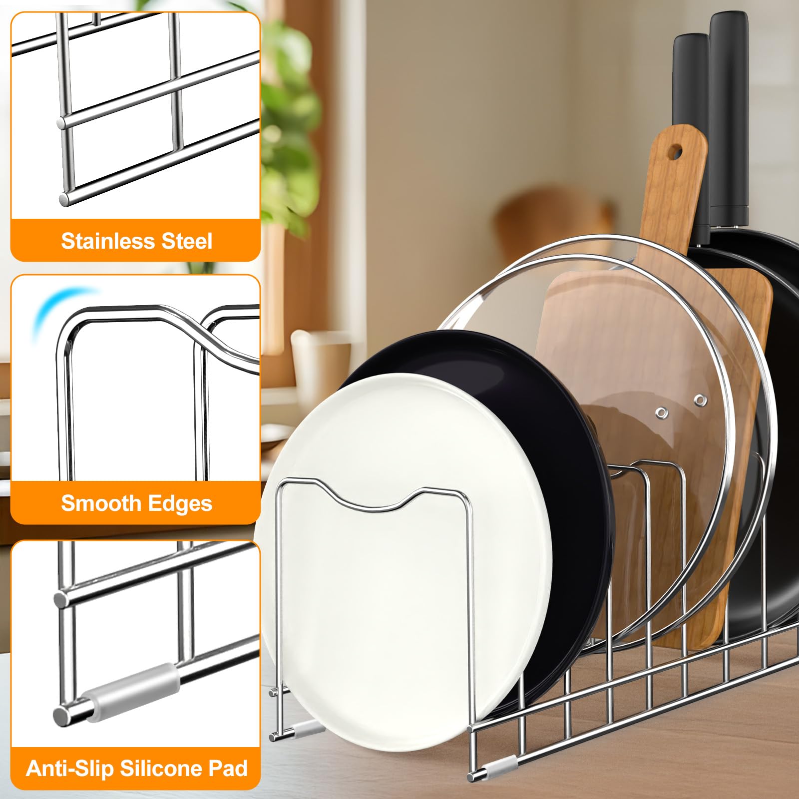 Sturdy stainless steel construction with nickel finish resists rust daily use.