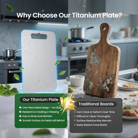 Flurose titanium cutting board set, dual-sided design for chopping and serving