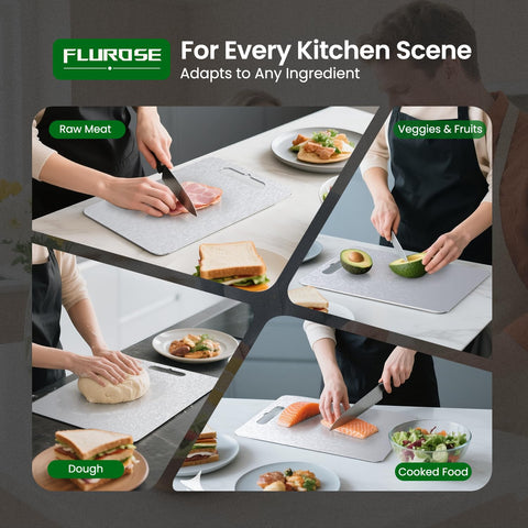 Flurose titanium cutting board set, small board edge close-up, compact and lightweight