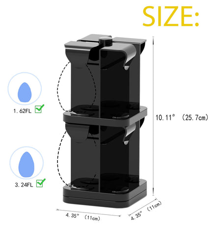 Two-tier stackable design to maximize small spaces on countertops.
