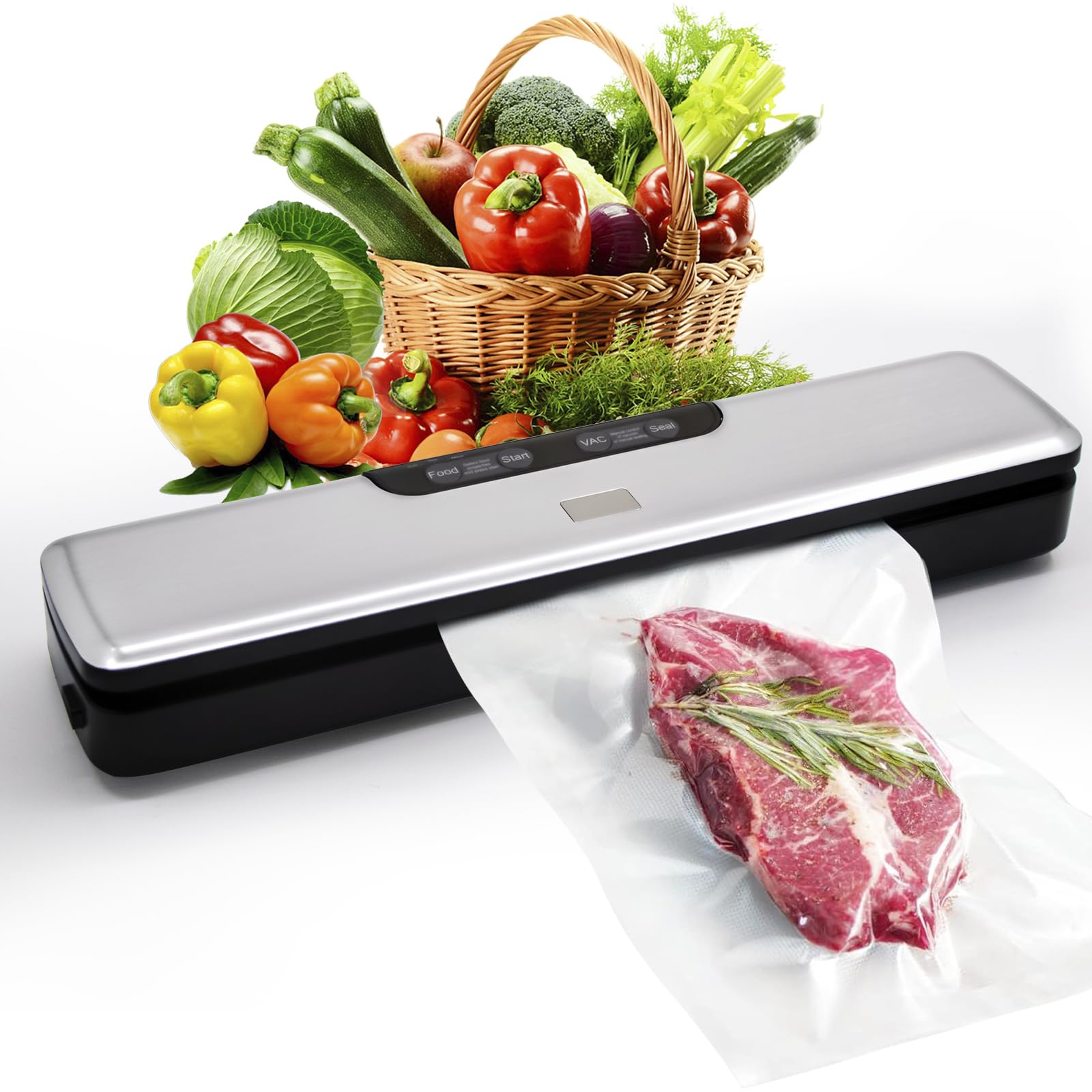 Flyfox vacuum sealer machine front view, compact and ready for counter use.