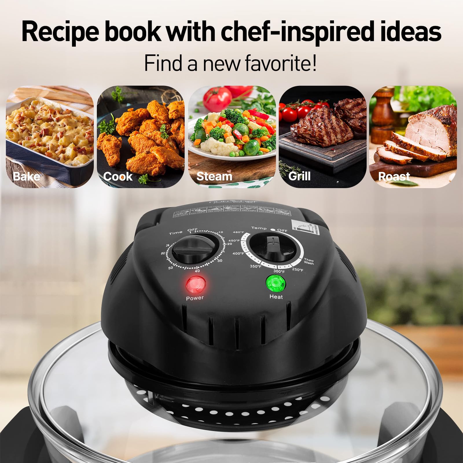 Flying APSARAS broil rack elevates food for even browning.
