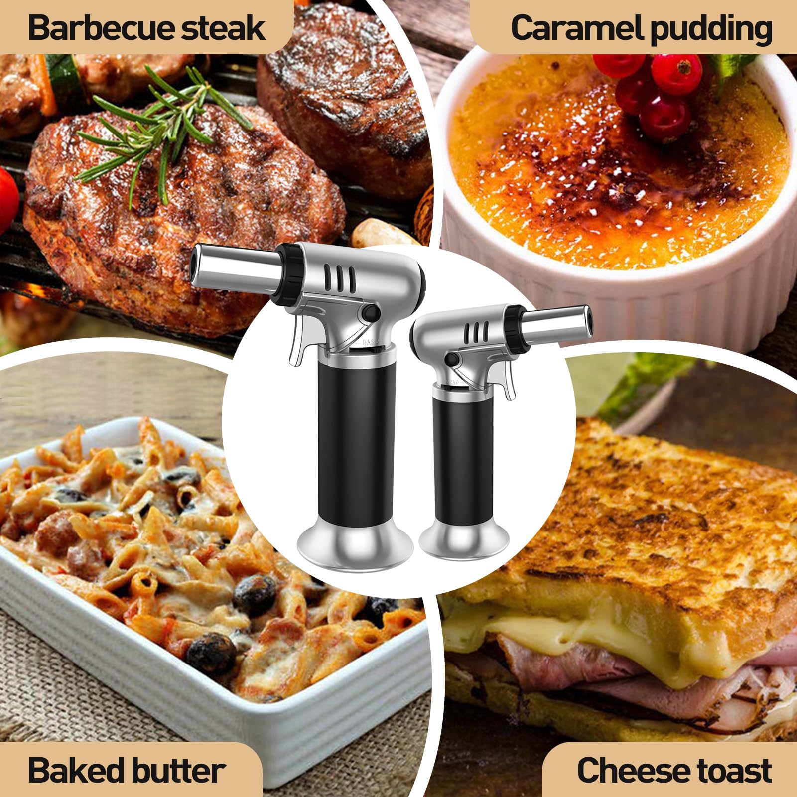 Flying APSARAS torch with flame lock for hands-free operation during cooking