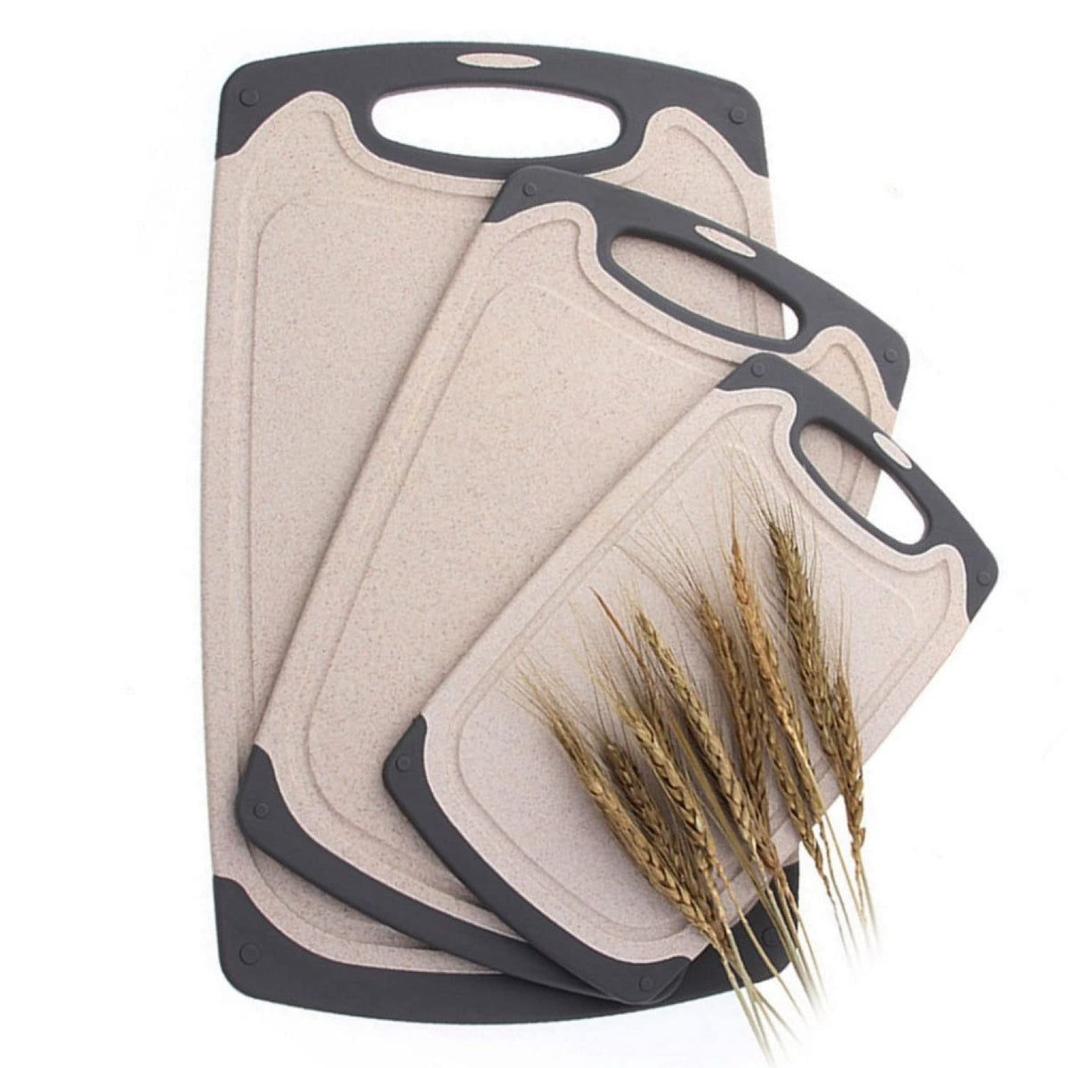 FLYINGSEA 3-piece cutting boards large top view for meal prep and raw foods separation
