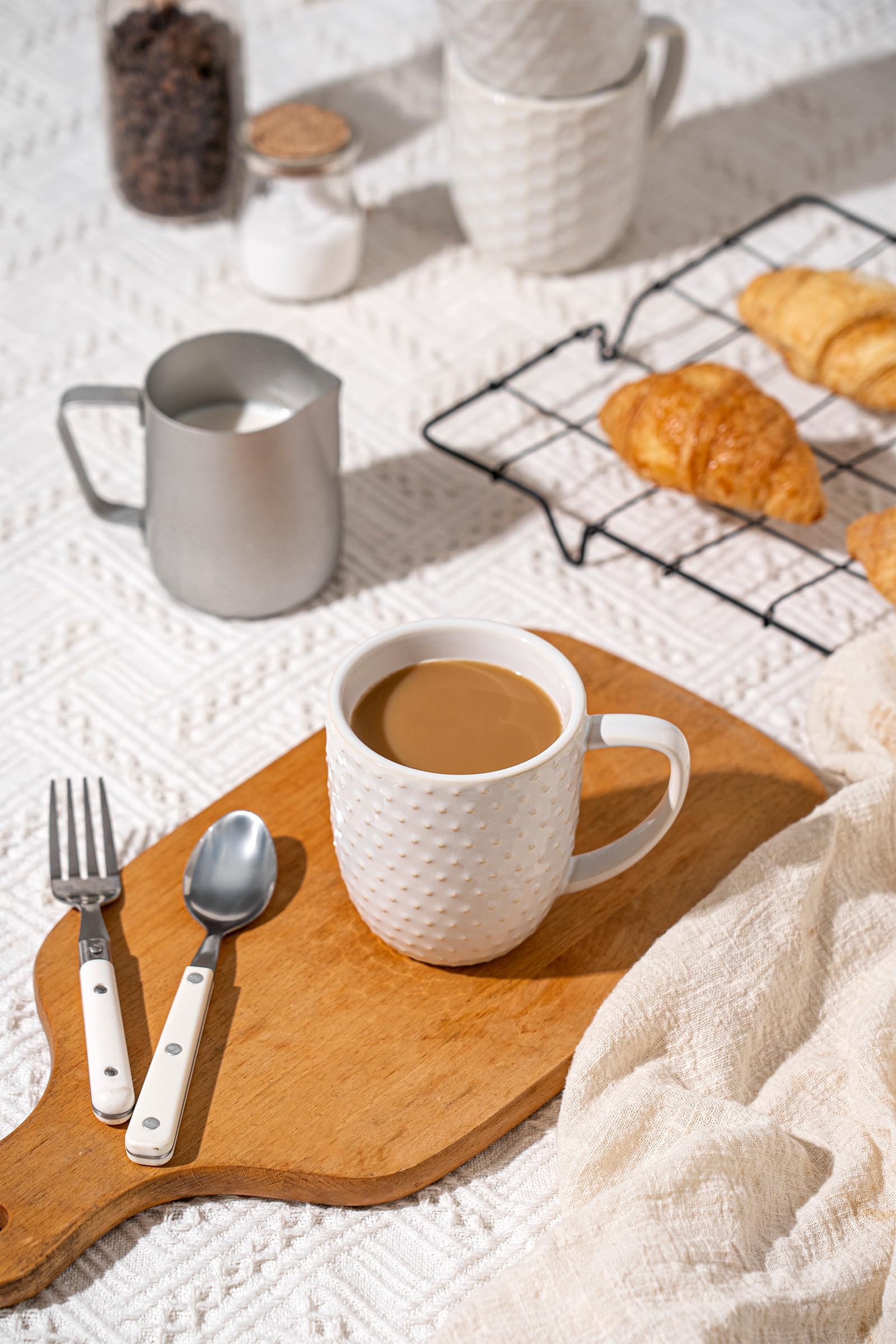 FOBENTA honeycomb texture mug offers tactile charm while sipping cocoa.