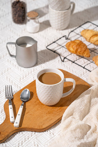 FOBENTA honeycomb texture mug offers tactile charm while sipping cocoa.
