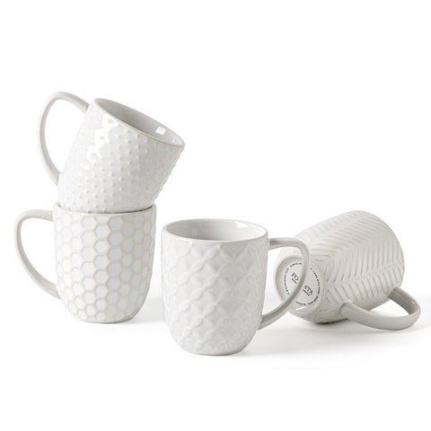 FOBENTA four-mug set stacks neatly on shelves for easy storage.