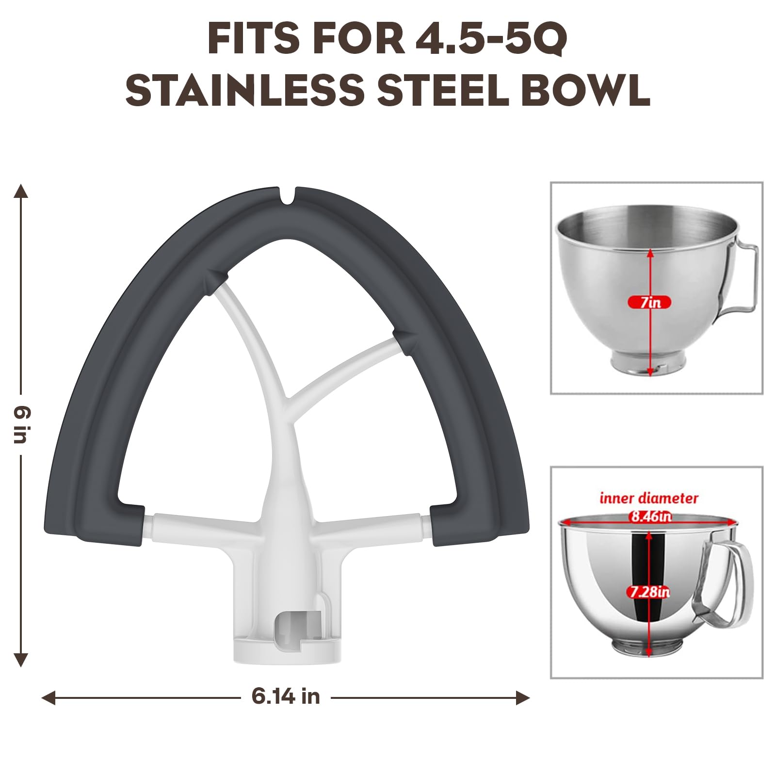 FOCOllK tilt-head beater attachment designed for 4.5-5 qt KitchenAid.